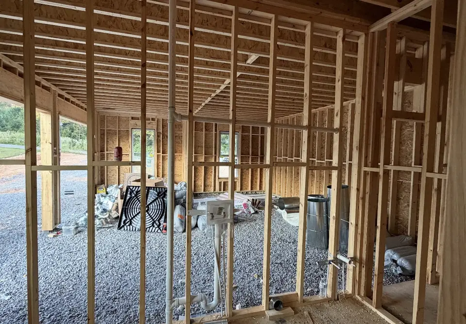 PVC rough-in in the framed walls of a new house